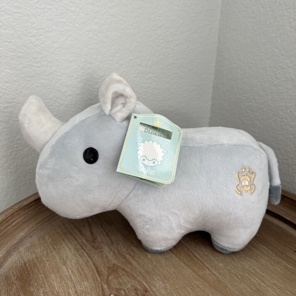 Bellzi Rhini The Rhino Plush stuffed animal 12" Long‎ Gray